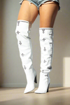 CANT STAND U White/Silver Thigh High