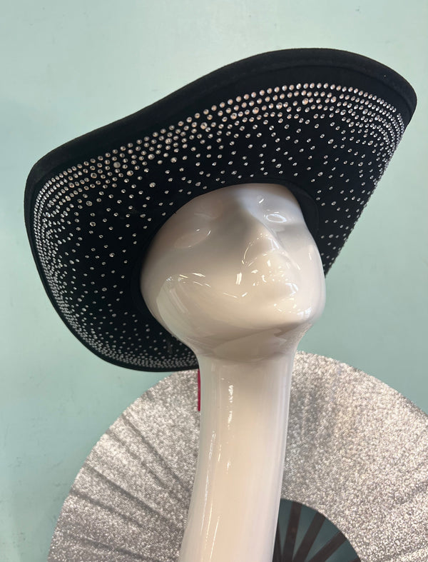 DIVA RHINESTONE COWBOY HAT black
