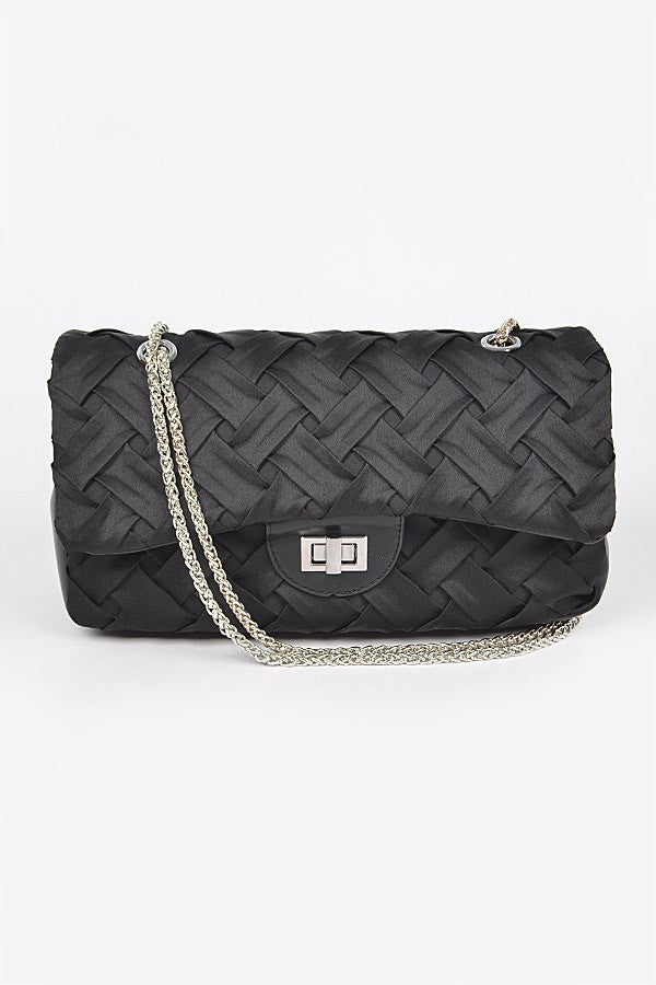 HITORI BAG/HPC5475 Black Satin - Woven Clutch