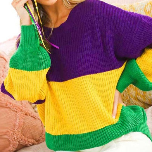 STRIPED MARDI GRAS SWEATER/VT81090 - ShoeNami
