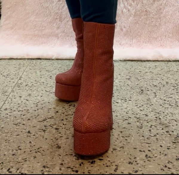 KLORIS-20 Pink Chunky Block Heel, Approx. 4.5"