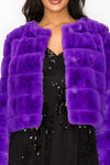 CLAIBORNE LONG SLEEVE FAUX FUR JACKET Purple