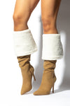 LOVE CIRCLE Taupe Faux Fur/Nubuck Thigh High Boot