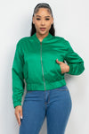 TCHOUP JACKET Green Satin Zip Up