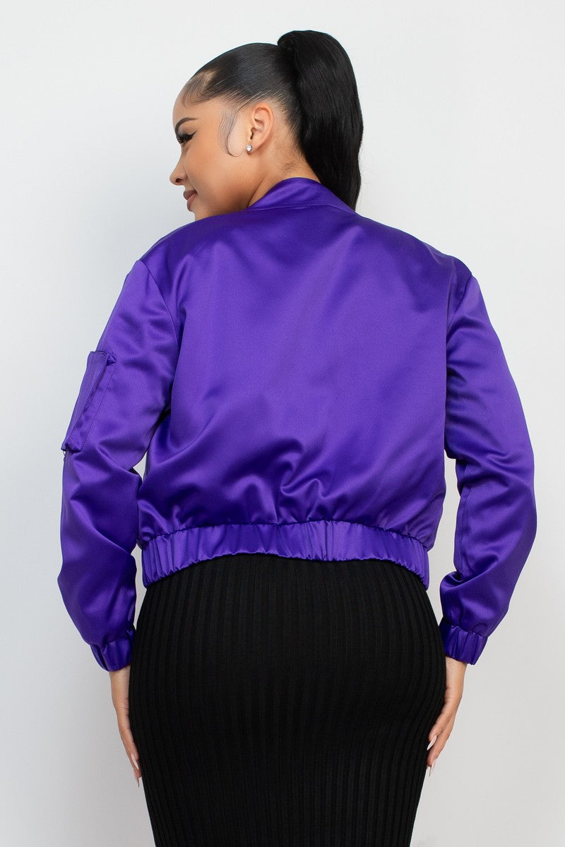 TCHOUP JACKET Purple Satin Zip Up Mardi Gras