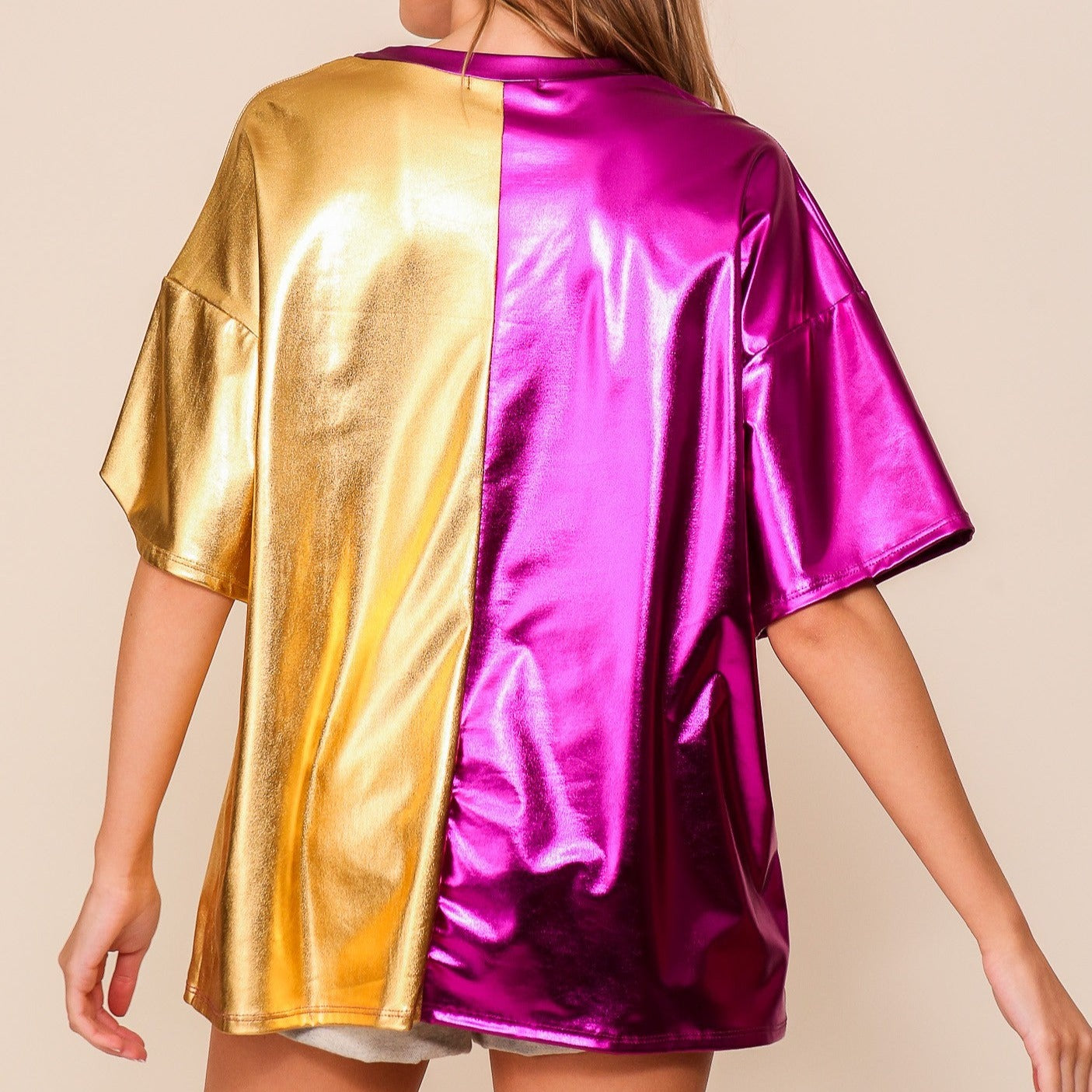 TWO TONE MARDI GRAS TOP Purple/Gold - ShoeNami