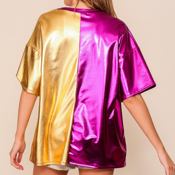 TWO TONE MARDI GRAS TOP Purple/Gold - ShoeNami