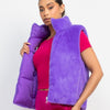FAUX FUR PUFFER REVERSIBLE VEST Purple - ShoeNami