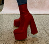 KLORIS-20 Red Chunky Block Heel, Approx. 4.5"