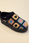 FROSTY-41 Black Multi Slip On Clog - Closed Toe, Faux Fur Lining