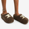 SASKIA Brown Faux Fur Slip On Clog