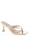 ROSSIE-56/SECOND Gold Kitten Heel Split Toe Mule Gold Faux Leather