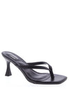 ROSSIE-56/SECOND Black Kitten Heel Split Toe Mule Black Faux Leather