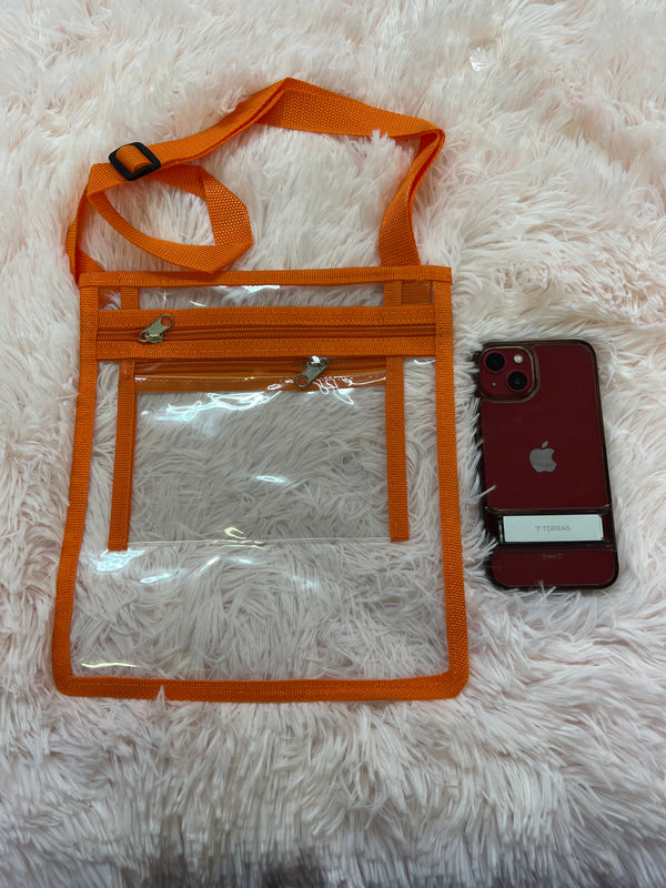 DOLLY CROSS BODY BAG CLEAR AND ORANGE