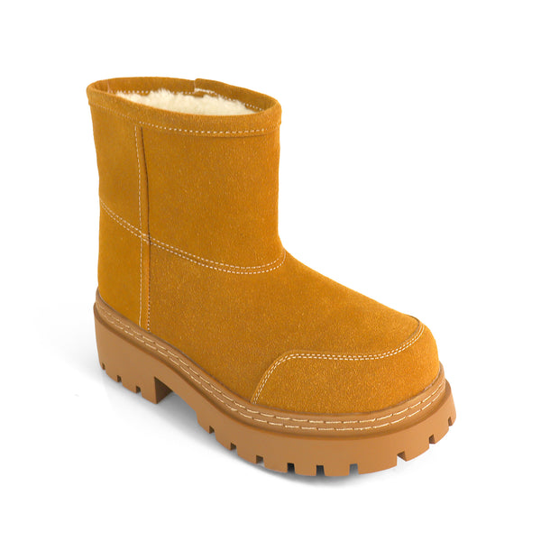 TORRIA-1 CAMEL CHUNKY TOE WINTER ANKLE BOOT