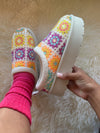 FROSTY-41 Beige Ivory Multi Slip On Clog - Closed Toe, Faux Fur Lining