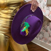 FEATHER WIDE BRIM MARDI GRAS HAT Purple - ShoeNami