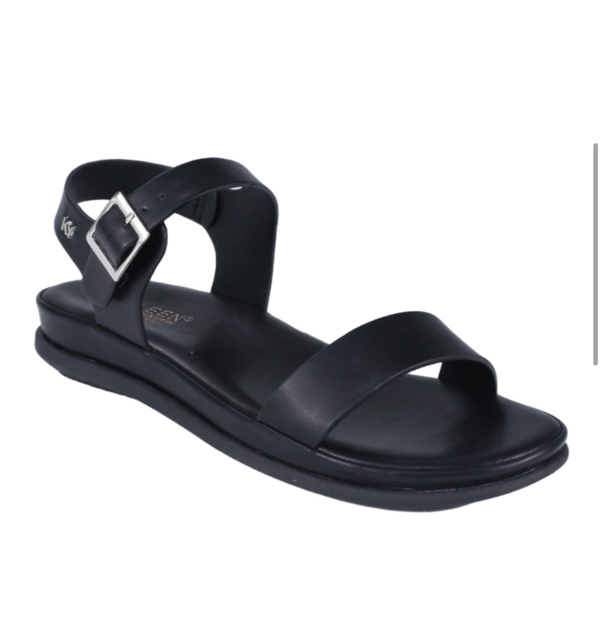 REXBURG-62 BLACK FAUX LEATHER CUSHIONED SANDAL