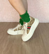 EVANDER-1 Tan Print Platform Sneaker - Low Top - Lace Up