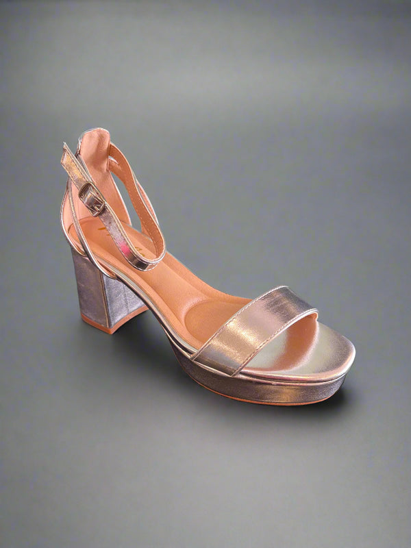NEWDAY-03 Silver
Silver Metallic Faux Leather
- Block Heel
- Ankle Strap Heel
Platform approx 1"