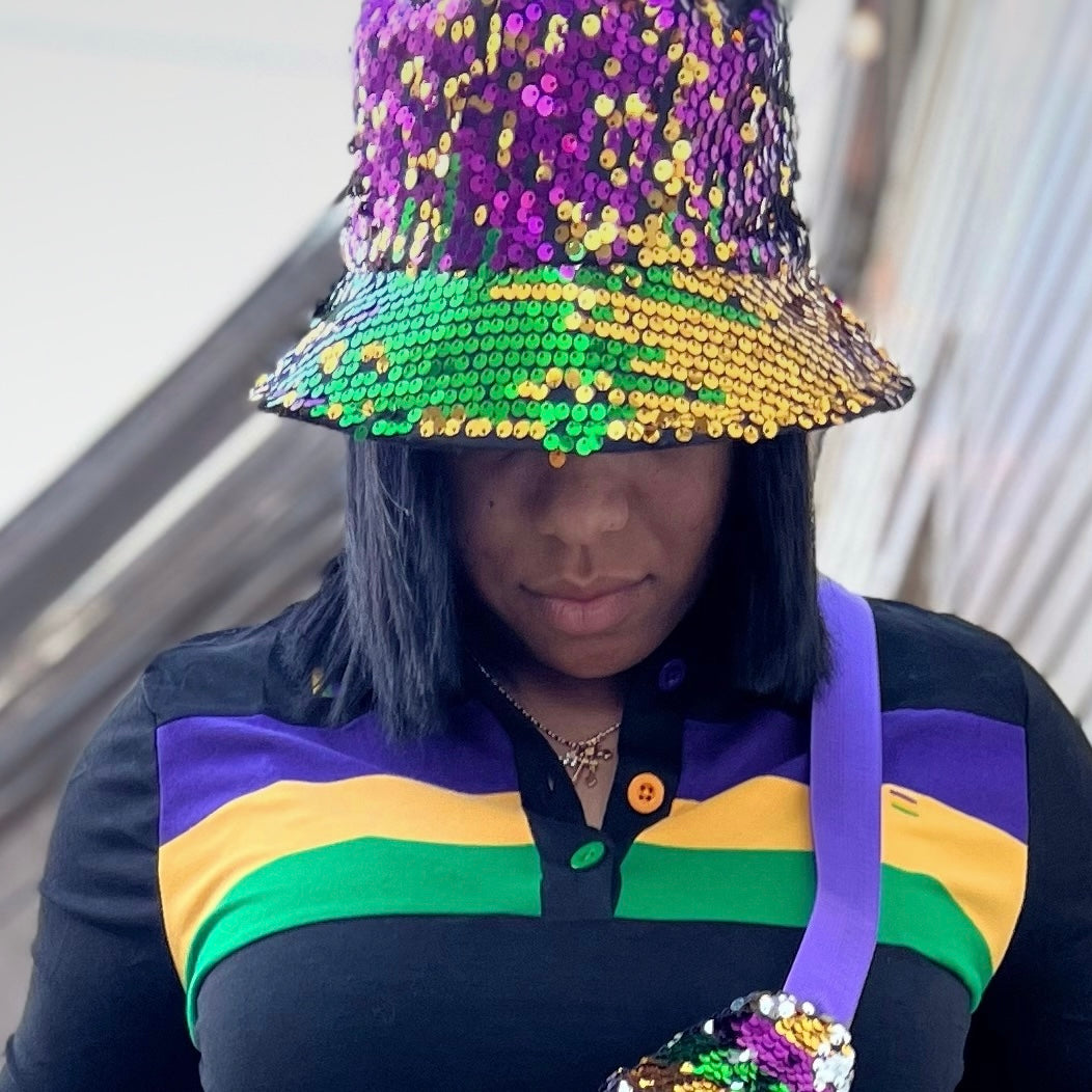BUCKET SEQUIN MARDI GRAS HAT - ShoeNami