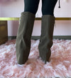 I AM THE ONE/2024 Brown Faux Suede Sleeve Boot Knee High