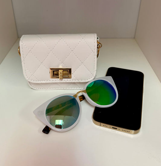 JANAE WHITE MINI BAG WITH CROSS BODY STRAP