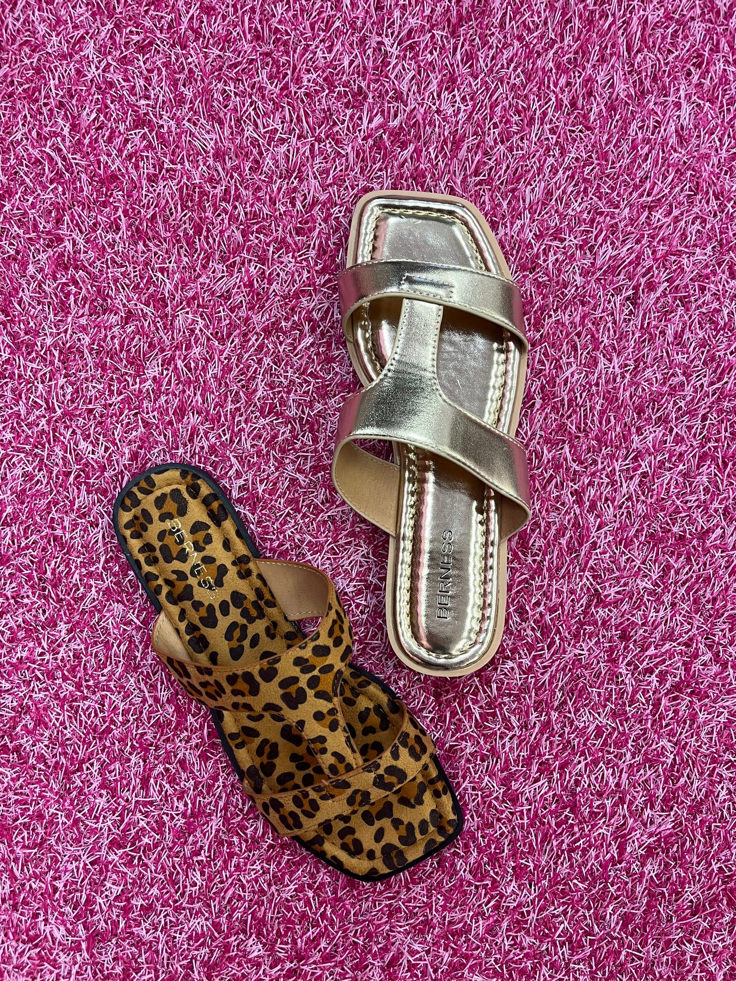 THELMA LEOPARD PRINT SLIP ON FLAT SANDAL