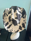 YEEHAW HAT Cow Print
-faux suede cowboy hat in black and ivory cow print
-interior ribbon inside hat to customize size
-stiff, sturdy structure