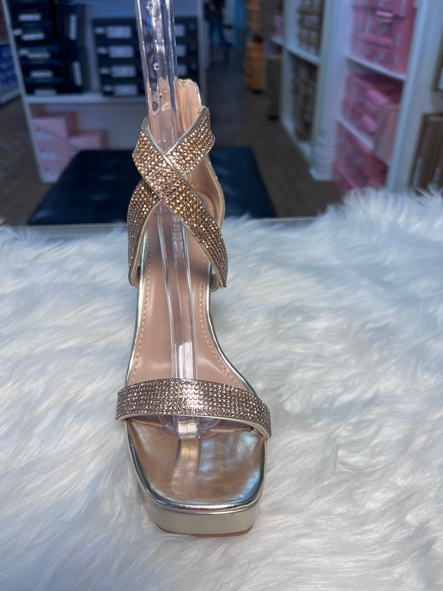 HEATHER GOLD Platform Chunky Heel Sandal
