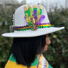 FEATHER WIDE BRIM MARDI GRAS HAT White - ShoeNami