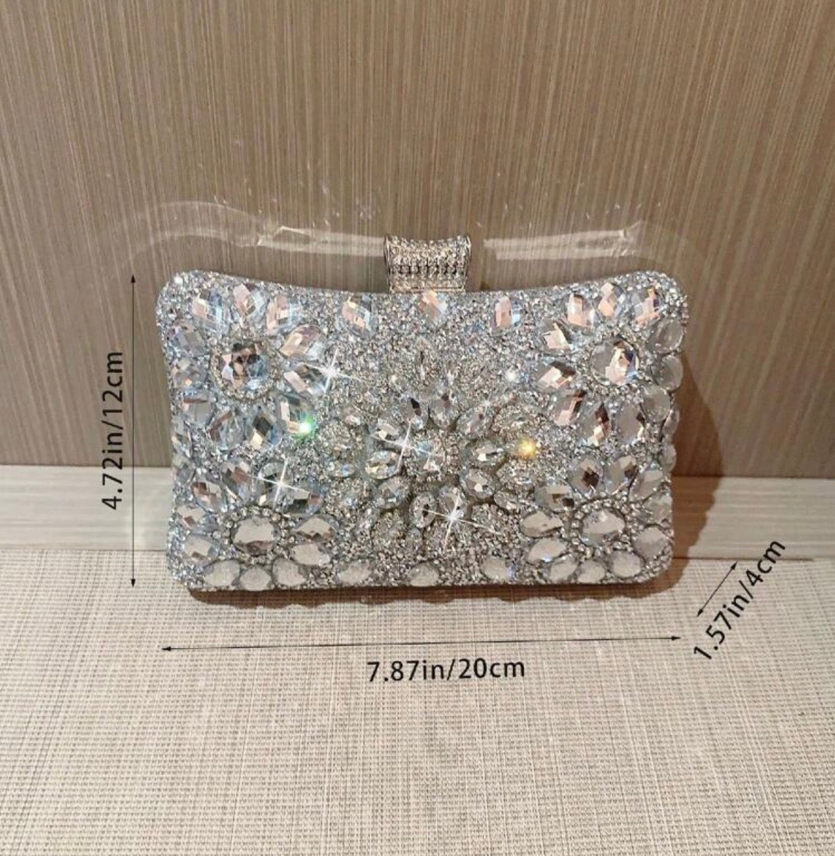 JILL SILVER JEWEL COVERED CLUTCH BAG