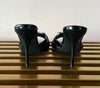 UPGRADE CLASS Black Mule Heel Open Toe Black Faux Leather