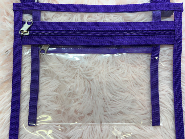 DOLLY CROSS BODY BAG CLEAR AND PURPLE
