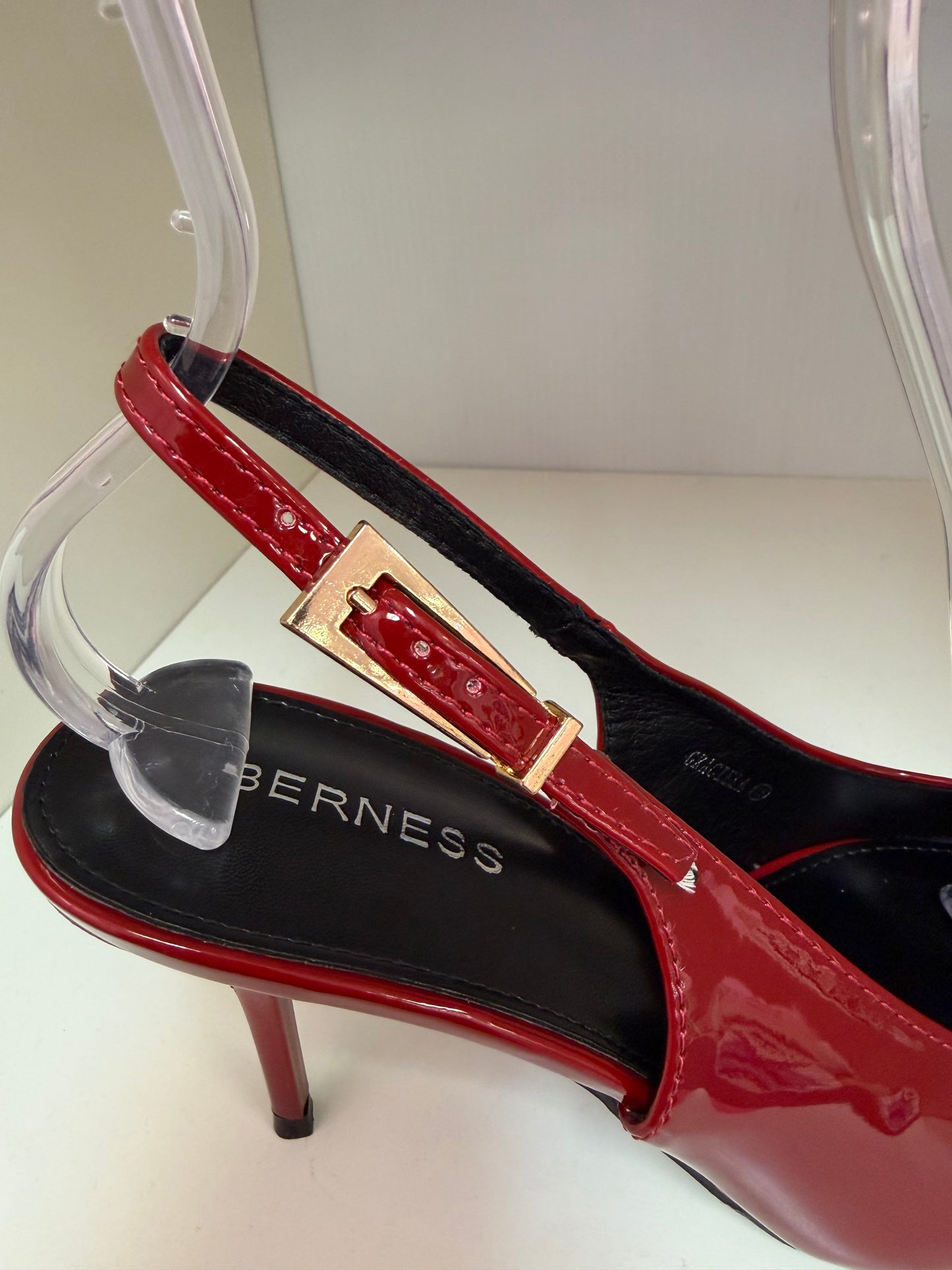 GRACIELA PATENT LEATHER POINTY TOE SLING BACK PUMP Burgundy