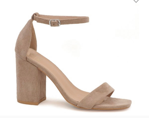 FRIDAY-108 Beige Nude Block Heel, Approx. 4"