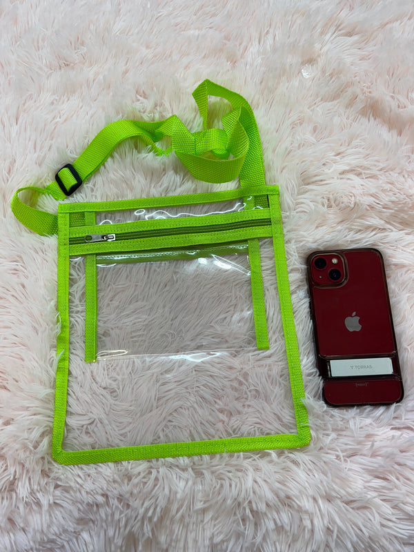 DOLLY CROSS BODY BAG CLEAR AND LIME GREEN