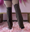 HIGH STANDARD Brown Faux Suede Sleeve Boot Thigh High