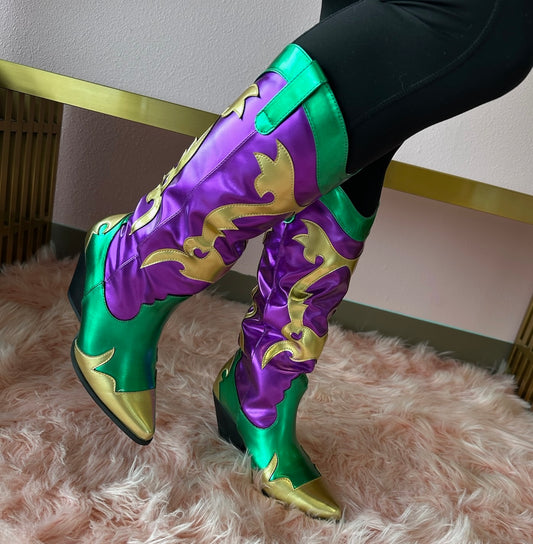 JULIANA J26 METALLIC MARDI GRAS COWBOY BOOT