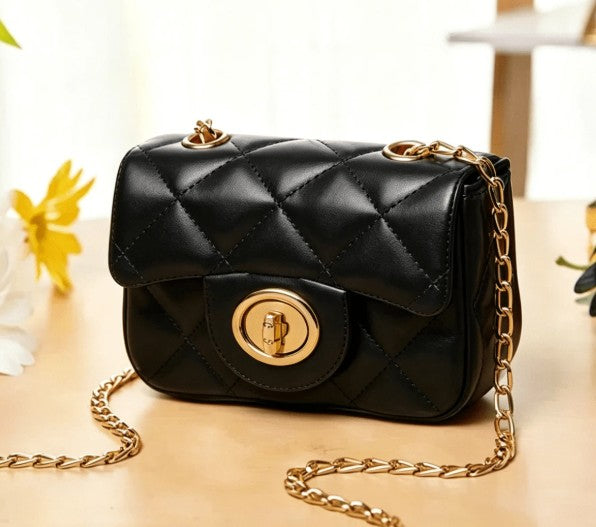 BECCA BLACK TEXTURED QUILTED JELLY MINI BAG WITH CROSS BODY STRAP