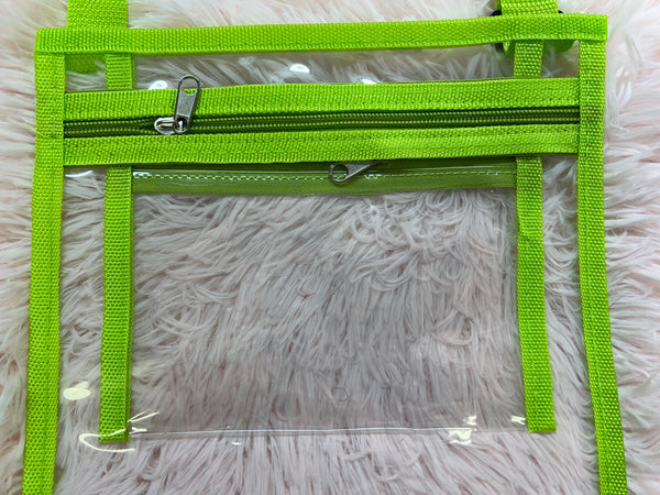 DOLLY CROSS BODY BAG CLEAR AND LIME GREEN