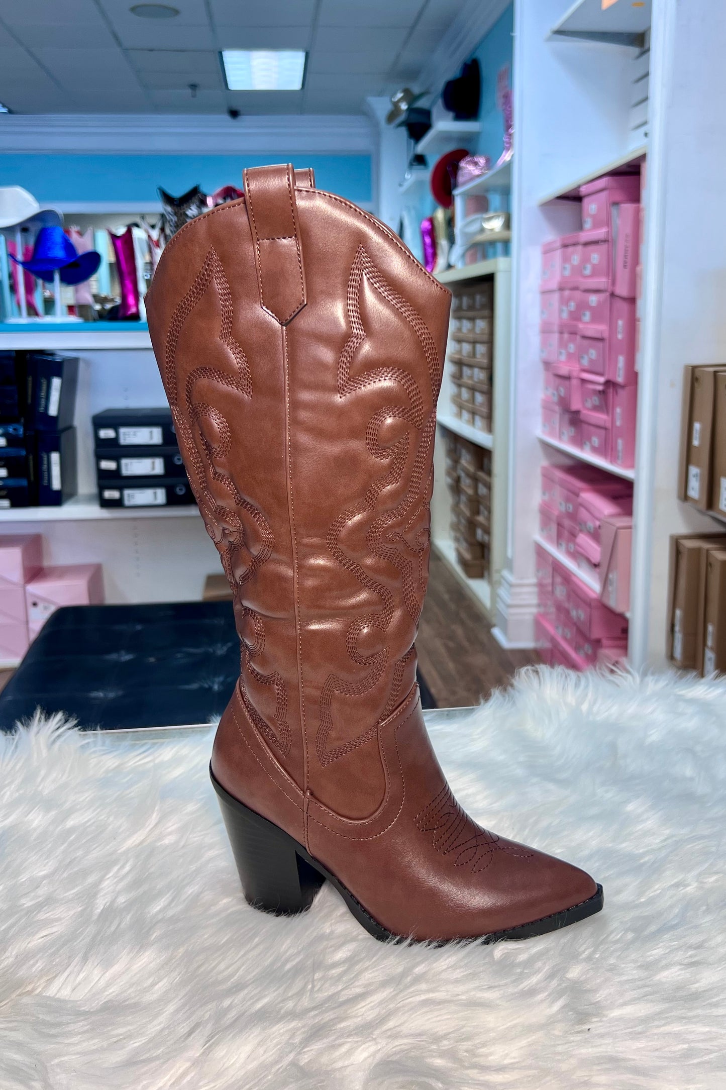 ARIZONA/N25 BROWN Vegan Leather Cowboy Boot