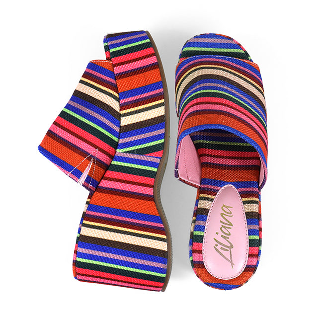 EAGLE-1 MULTI COLOR PLATFORM WEDGE MULE SANDAL