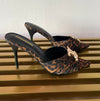UPGRADE CLASS Leopard Print Mule Heel Open Toe Faux Suede