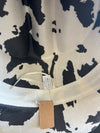 YEEHAW HAT Cow Print
-faux suede cowboy hat in black and ivory cow print
-interior ribbon inside hat to customize size
-stiff, sturdy structure