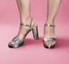 ADAIR/SECOND Gold Mirror Metallic Faux Leather Platform Heel