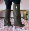 I AM THE ONE/2024 Brown Faux Suede Sleeve Boot Knee High