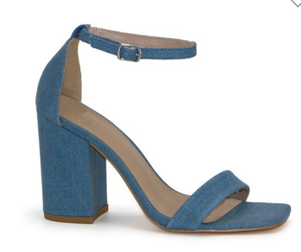 FRIDAY-108 Denim Block Heel, Approx. 4"