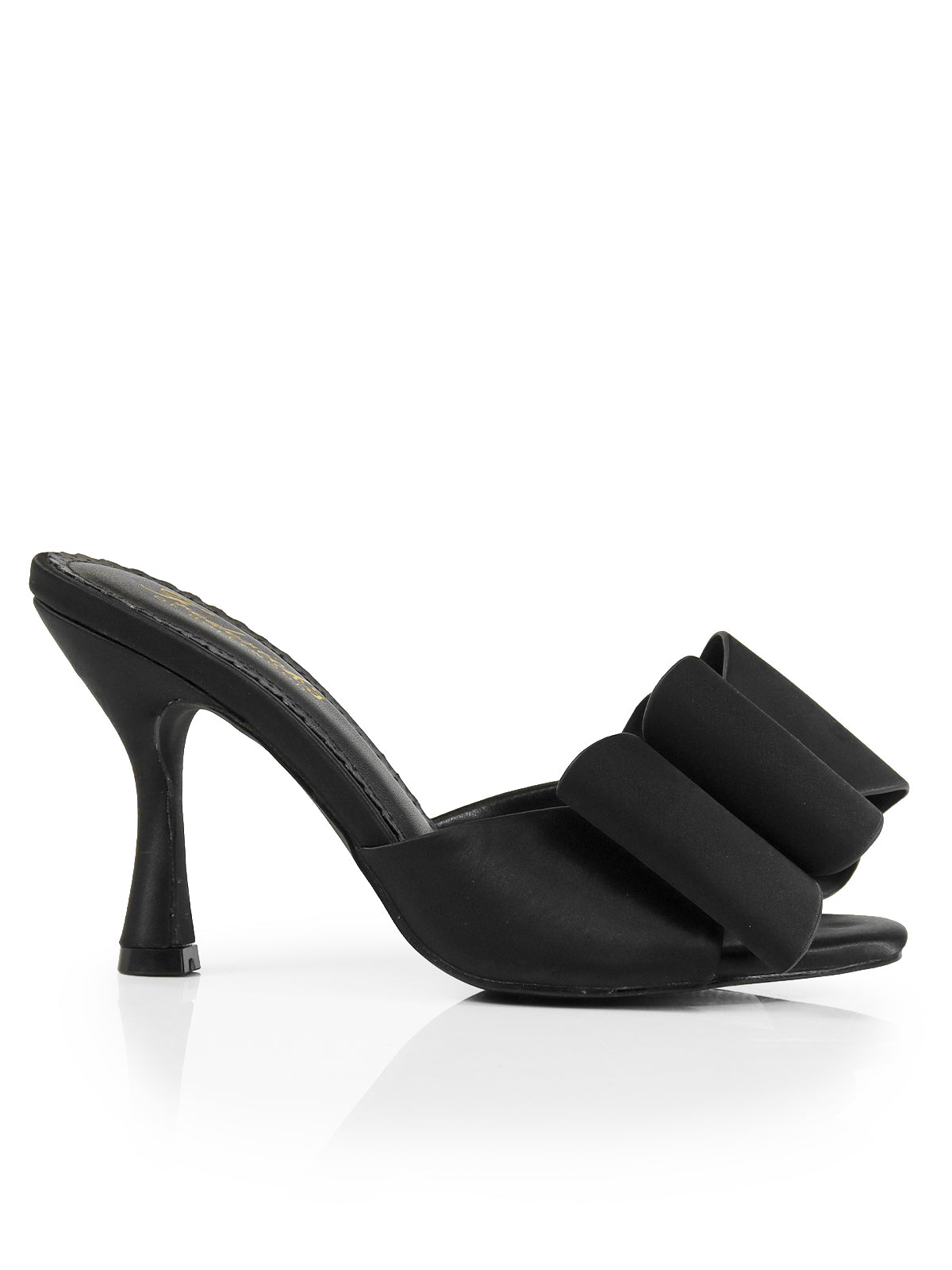 FOH-NANA black
- Black Satin
- Open Toe Mule
- Oversize Bow Detail