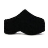 DOLORITA Black Faux Fur Platform Clog - Black Faux Fur - Closed Toe - Slip-On